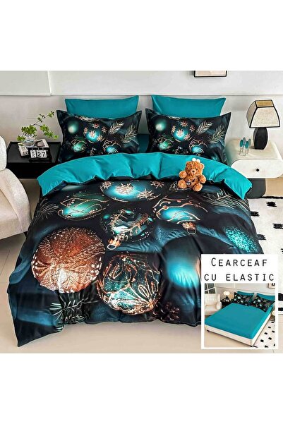 Patul Christmas Bedding, Fine Cotton, Double Bed, 2 Persons, 6 Pieces, Fitted Sheet