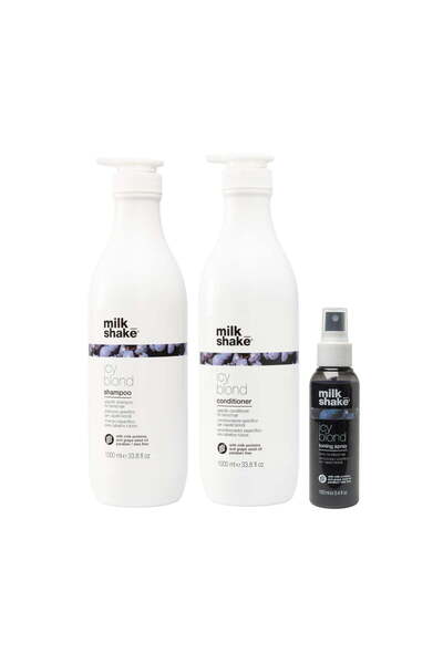 Milkshake Milk Shake Icy Blond Set – Shampoo 1000ml + Conditioner 1000ml + Toning Spray 100ml