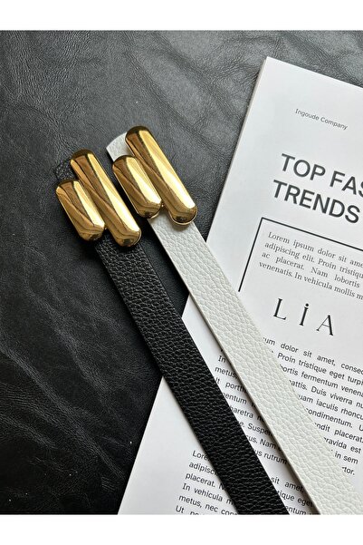 LİA KEMER 2-pack Glide Γυναικεία ζώνη μέσης με χρυσή πόρπη, ζώνη για παλτό, ζ...