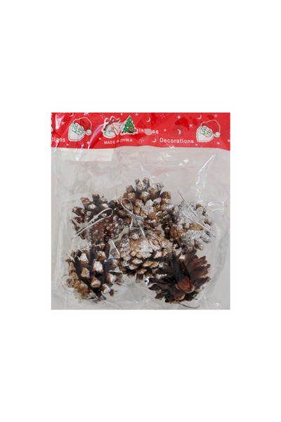 EXİZTİCARET Christmas Tree Ornament Pine Cone 4cm Set of 6 Model 2