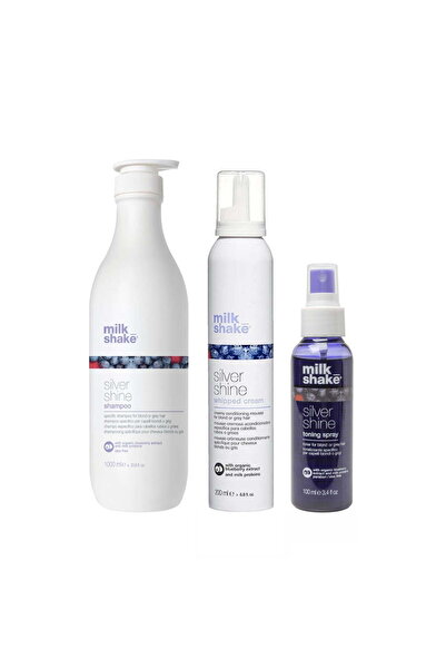 Milkshake Milk Shake Silver Shine Set - Shampoo 1000ml + Cream 200ml + Toning 100ml (Neutralizes Yellow Tones)