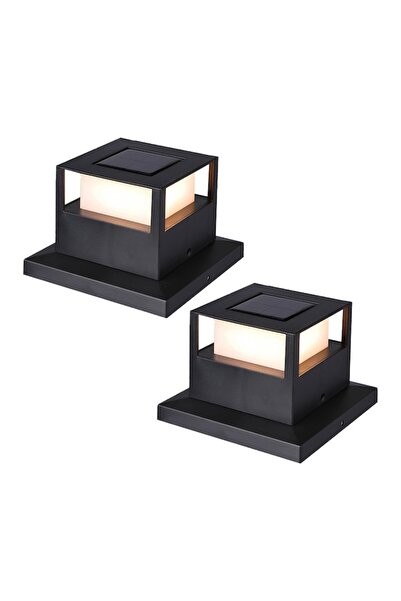 NEXTLY Solar-Powered Dual Light Outdoor Lamps, Set of 2 - Wall/Pole Mount, Black, Weatherproof