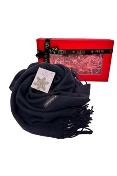 velve Pachet cadou Secret pentru femei cu șal lung Belladona și broșă fulg de zăpadă, negru, 25 x 15 cm