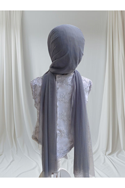 Nuray hazır duvak Dark Gray Stretch Fabric Fabric Ready-Made Veil Ready-Made Shawl Ready-Made Turban with Accessories
