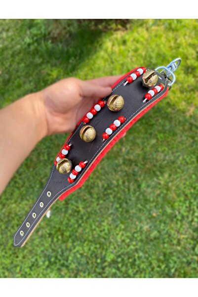 Sürmeli Tasma Puppy Kangal Dog Collar Genuine Leather with 4 Bells