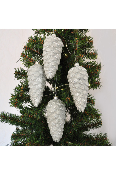 EXİZTİCARET 14cm Christmas Tree Ornament Pine Cone 4-Piece Pvc Box - Model 1