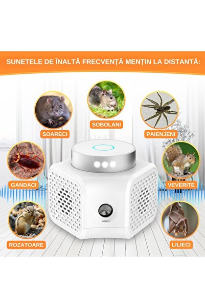 INTEXXA Repelent profesional cu ultrasunete pentru dăunători, acoperire 360°, 120 m², alb