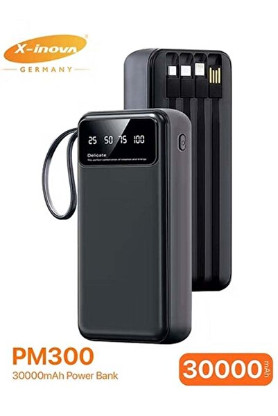 X inova X-Inova 30000mAh Power Bank with 4 Built-in Cables & Smart LED Indicator