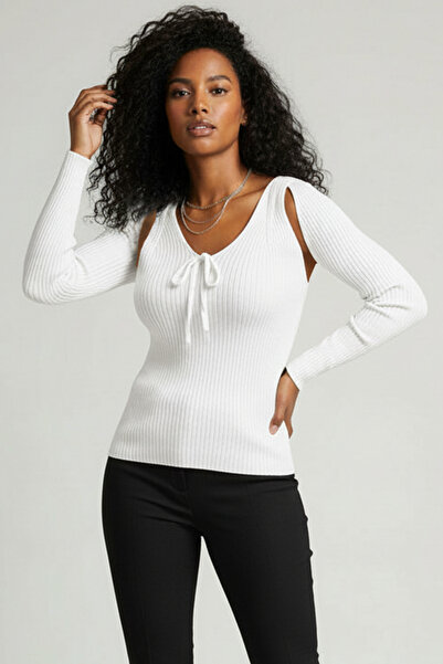 Teenage Millionaire Γυναικείο λευκό μπλουζάκι υψηλής ποιότητας με μακρυμάνικο ύφανση κοτλέ