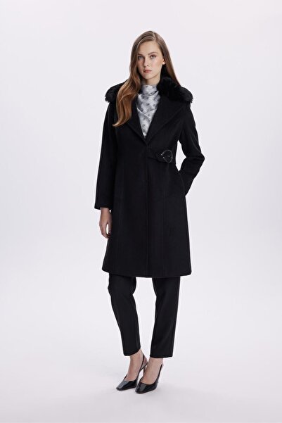 Zühre Double-Breasted Collar Belt Detailed Cashmere Coat 13404