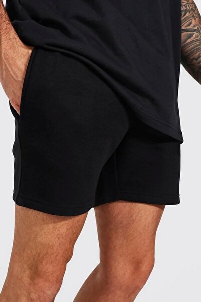Cool man Erkek Siyah Düz Renk Regular Şort