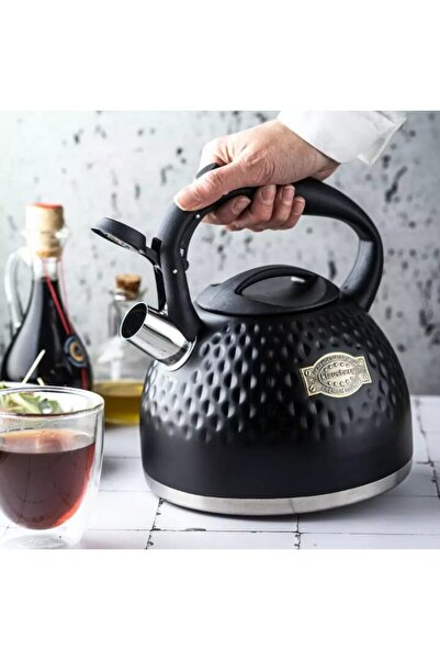 Klausberg Fierbator din inox cu fluier, ceainic, negru, 3L,