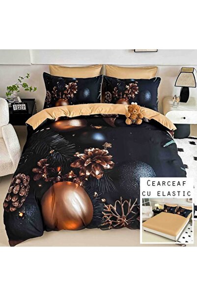 Patul Christmas Bedding, Fine Cotton, Double Bed, 2 Persons, 6 Pieces, Fitted Sheet