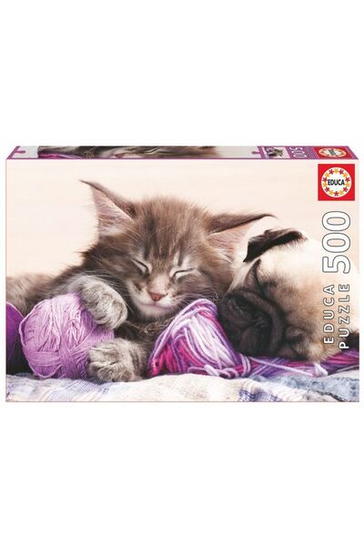 Educa Borras Puzzle Pisicuta Somnoroasa, 500 piese, dimensiune 48 x 34 cm, recomandat copiilor peste 11 ani