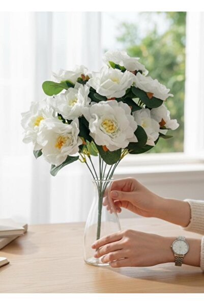Nettenevime Yapay Çiçek Beyaz 10lu Gül Demeti 40*30cm