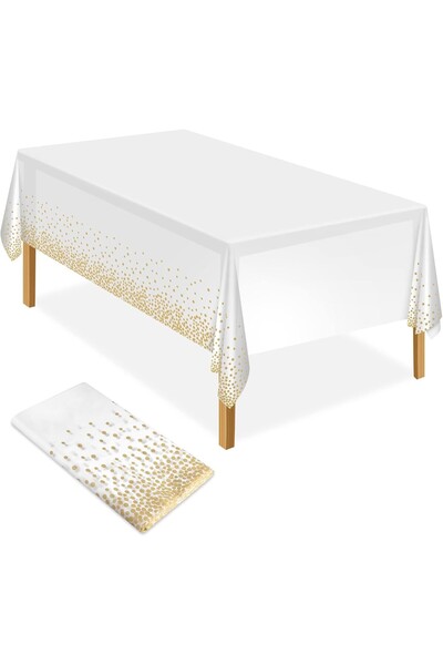 Flippy PEVA Tablecloth, Polka Dot, 137 x 274 cm, Waterproof, Stain-resistant, Quick-clean, Beige
