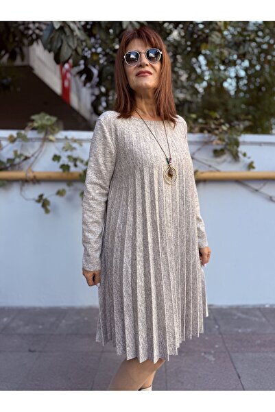 DenizEge Italian Necklace Stone Detailed Dress Gray