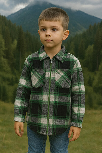 SANTRALBEBE Boy's Zippered Lumberjack Shirt