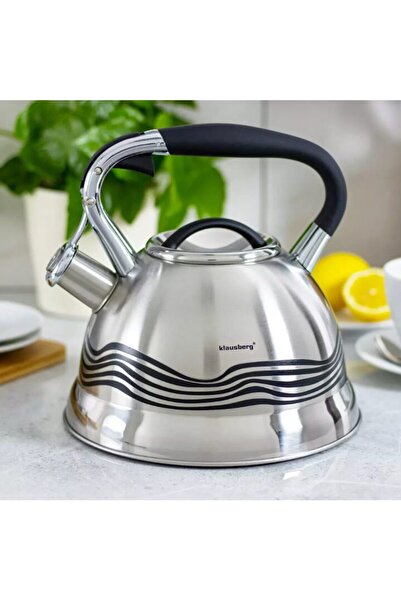 Klausberg Традиционен чайник със свирка, изработен от неръждаема стомана, 3-л...