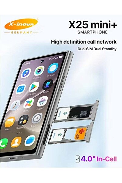 X inova هاتف X-Inova X25 Mini+ بشاشة 4 بوصة، وذاكرة داخلية 4 جيجابايت + 64 جيجابايت، وكاميرا خلفية 13 ميجابكسل، وشريحة اتصال مزدوجة (أسود)