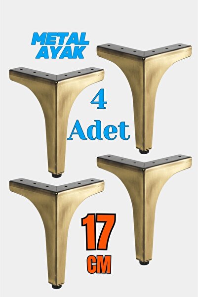 Badem10 Dekor 17 cm 4 ADET Antik Metal Mobilya Ayağı Sağlam Sehpa Masa Koltuk...