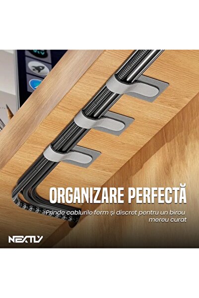 NEXTLY Velcro Cable Organizers - Self-Adhesive, Reusable, 10-Pack, White, 9x2.8cm