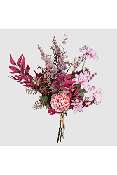 Artificiale Rolio Artificial flower bouquet with peonies, dahlias and hydrangeas, shades of pink and red, length 53 cm