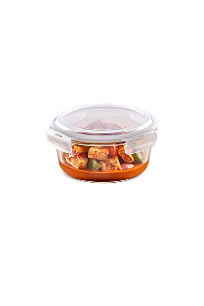 MG Borosil Klip-N-Store Round Glass Storage Container, Airtight & Leak-Proof, Microwave/Oven, 400ml