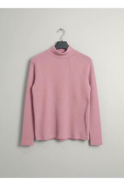 FATELLA Girls and Boys Pink Corded Fabric Half Turtleneck Long Sleeve Bodysui...