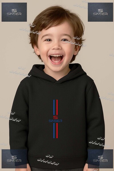 SS SİNSER Φούτερ με κουκούλα SWEAT Unisex "SWT DIK 2 CIZGI UZUN " με στάμπα