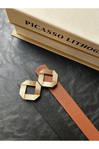 LİA KEMER Pachet de 2 curele Muse pentru femei, cu cataramă aurie, centură pe...