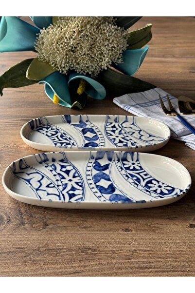 Meri Ev Gereçleri Gi̇no Porcelain Oval Presentation Plate Set of 2