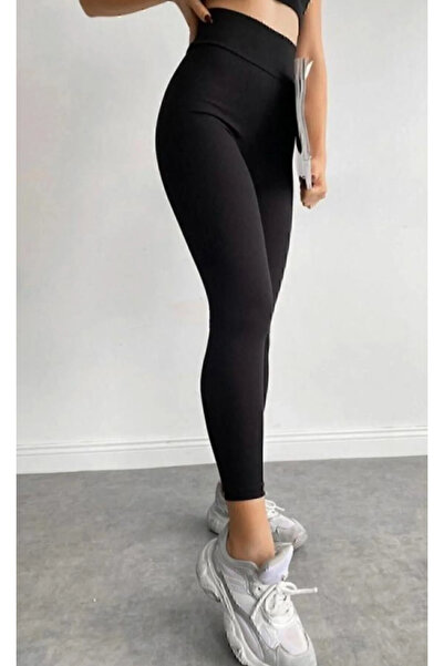 Tusebu Women's High Waist Shaping / Sculpting Stretch Fabric Black Sports Leggings