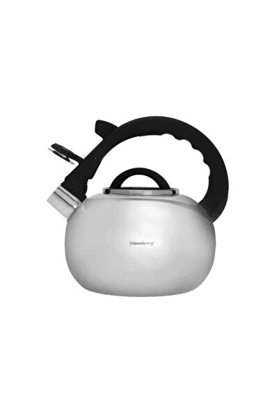 Klausberg Traditional kettle with whistle made of stainless steel, 2.5 liter kettle, 15-22 cm, silver,