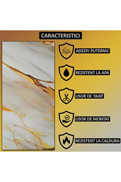 NEXTLY Αυτοκόλλητη ταπετσαρία από μάρμαρο υψηλής ποιότητας - Αδιάβροχη και εύκολη στην τοποθέτηση, 30x60cm, χρυσό φινίρισμα