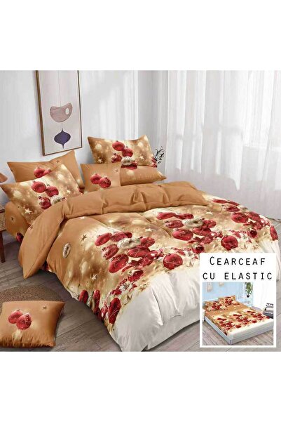 Patul Christmas Bedding, Fine Cotton, Double Bed, 2 Persons, 6 Pieces, Fitted Sheet