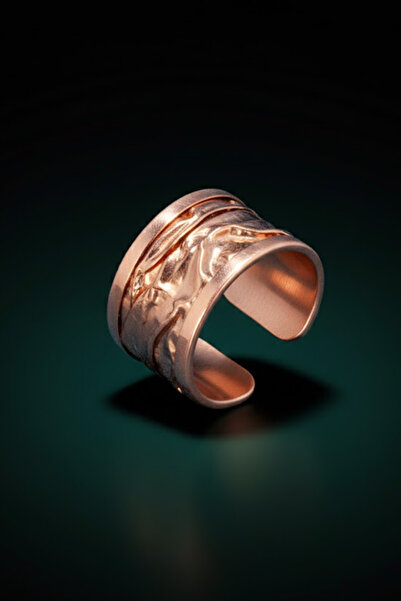 OSMANLI GÜMÜŞ Women's Copper Ring - Beige Autumn Sparkle Model Copper Women's Pendant Ring