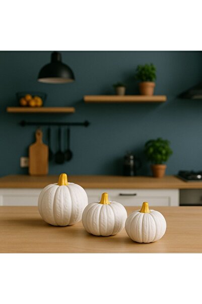 Modern Home Decoration Pumpkin Set (3-Piece, White-Gold)
