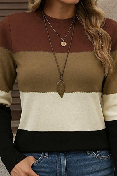 Mossta Long Sleeve Stand Collar Knitwear Blouse Black