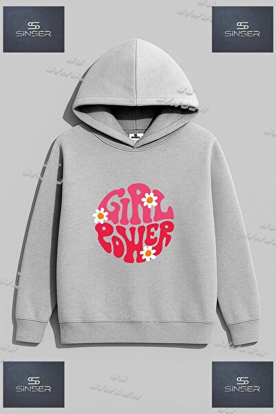 SS SİNSER Φούτερ Unisex με στάμπα  "GIRL POWER PAPATYALI YAZI "