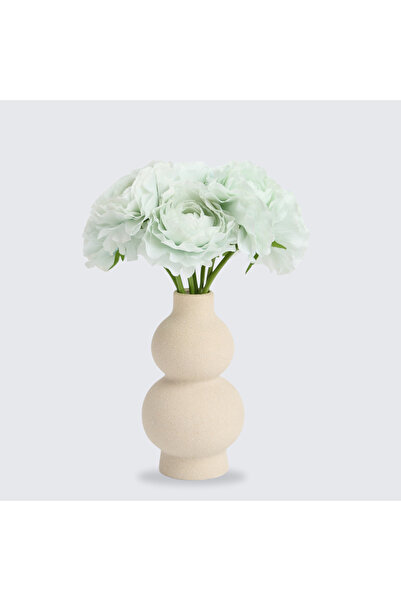 Artificiale Rolio Buchet 3, 5 sau 7 Fire Ranunculus Artificial – 24.5 cm (Vaza Neinclusa) - Turcoaz Deschis, 5 Fire