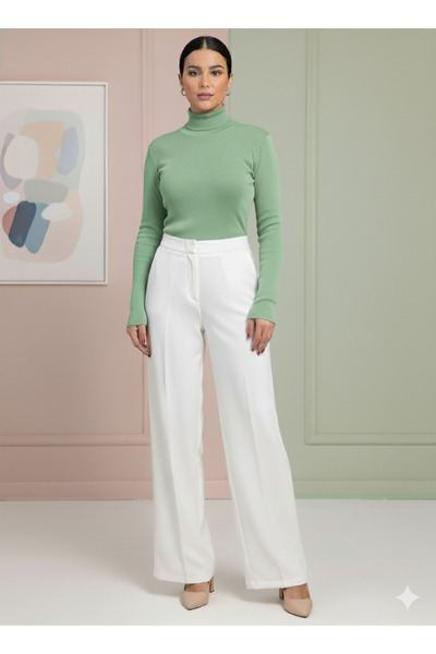 markatrend Kadın Uzun Kollu Balıkçı Yaka Likralı Fitilli Kaşkorse Penye Badi