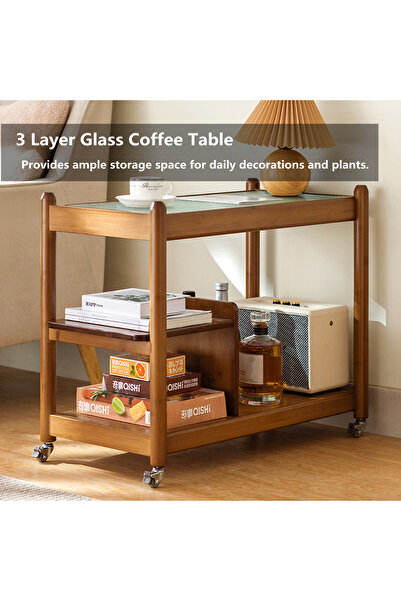 HXDream Coffee Table,Side Table,Living Room Tables,End Table with universal wheels