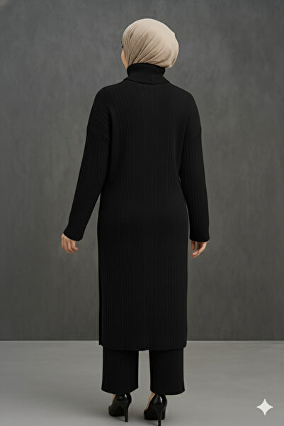 Sonbaharmoda Women's Two-Piece Knitwear Set | High-Necked Long Tunic & Pants Set | High Quality