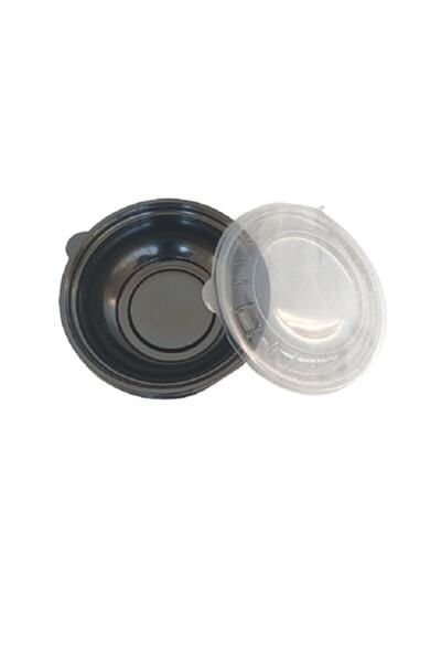 MSG PACKAGING Set of 50 round PP casseroles, black color, 750 cc, lid included, for salad