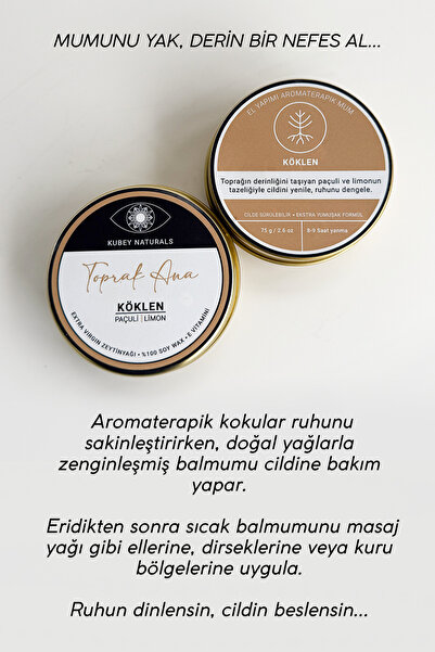 KUBEY NATURALS Köklen – Toprak Ana – Paçuli & Limon %100 Soyawax Aromaterapi Bakım Mumu – Zeytinyağı + E Vitamini