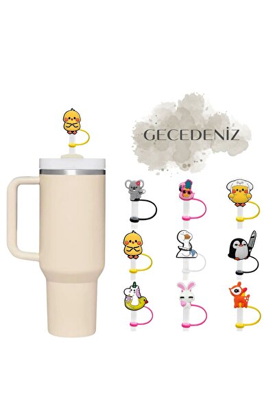 GECEDENİZ Thermos Compatible Straw Stopper Yellow Chick