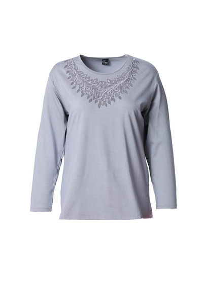 Trikolay Plus Size Women's Collar Stone Detailed Long Sleeve Combed Cotton Bl...