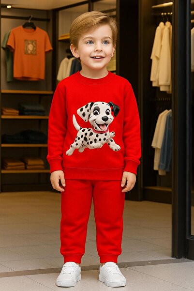 playwear Σετ Φούτερ-Φόρμα με Σχέδιο Σκύλου που Τρέχει και Κουνάει, για Ηλικίε...