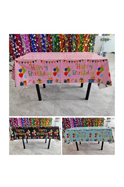 Flippy Tablecloth, Flippy, Foil, "Happy Birthday" Balloons Print, 137 x 274 cm, Blue